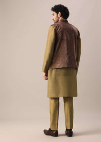 Brown Velvet Jacket And Kurta Set