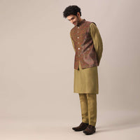 Brown Velvet Jacket And Kurta Set