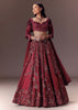 Burgandy Wine Organza Lehenga Set