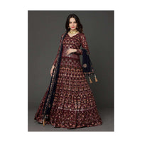 Burgundy Anarkali Suit In Georgette With Thread Embroidered Floral Kalis Online - Kalki Fashion