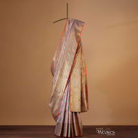 Lilac Purple Kanjivaram Saree In Pure Tissue Silk With 14gm Real Zari Weave And Unstitched Blouse