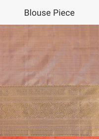 Lilac Purple Kanjivaram Saree In Pure Tissue Silk With 14gm Real Zari Weave And Unstitched Blouse