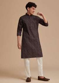 Blue Cotton Geometric Printed Kurta Set