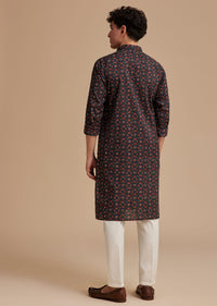 Blue Cotton Geometric Printed Kurta Set