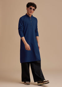 Blue Cotton Printed Kurta Set