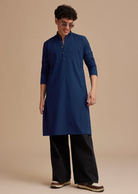 Blue Cotton Printed Kurta Set