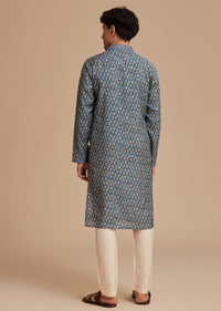 Blue Muslin Mughal Printed Kurta Set