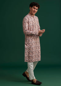 Brown Cotton Mughal Printed Kurta Set