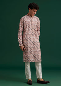 Brown Cotton Mughal Printed Kurta Set