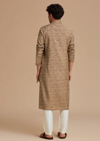 Brown Muslin Mughal Printed Kurta Set