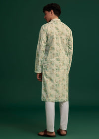 Green Cotton Floral Printed Kurta Set