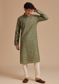 Green Muslin Mughal Printed Kurta Set