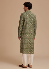 Green Muslin Mughal Printed Kurta Set