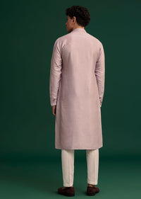 Lilac Silk Hand Embroidered Kurta Set