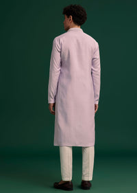 Lilac Silk Hand Embroidered Yoke Kurta Set