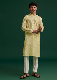 Mustard Yellow Cotton Geometric Printed Kurta Set