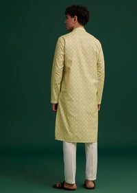 Mustard Yellow Cotton Geometric Printed Kurta Set