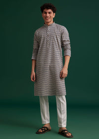 Navy Blue Jaipuri Cotton Block Printed Kurta Set