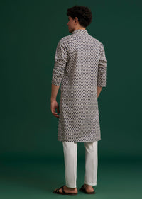 Navy Blue Jaipuri Cotton Block Printed Kurta Set