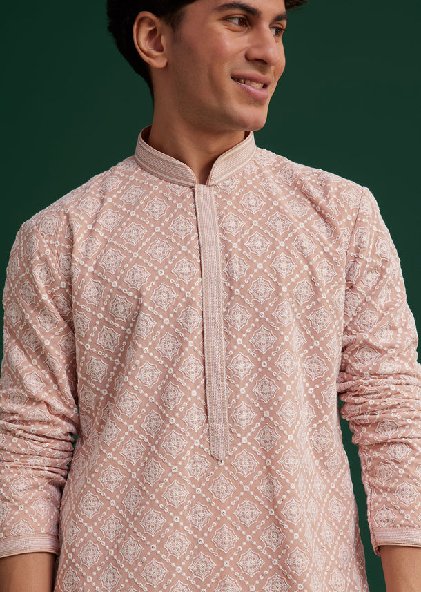 Onion Pink Georgette Embroidered Kurta Set