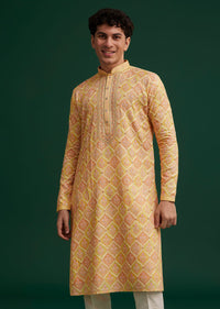 Yellow Silk Embroidered Kurta