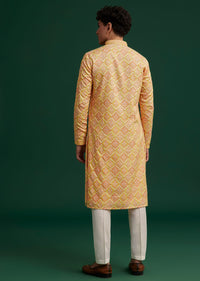 Yellow Silk Embroidered Kurta