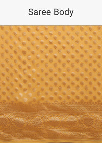 Marigold Yellow Saree With Woven Leaf Jaal Work