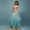 Mint Blue Embroidered Anarkali Suit In Crepe