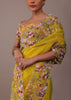 Canary Yellow Organza Saree With 3D Floral Embroidery