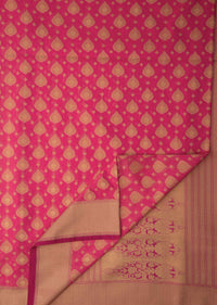 Candy pink saree in chanderi silk with zari weaved butti and brocade pallav