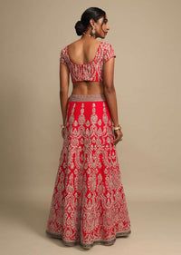 Candy Red Lehenga Choli In Raw Silk With Zari Embroidered Ethnic Kalis Online - Kalki Fashion