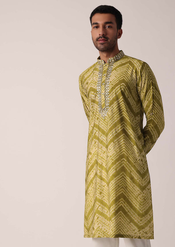 Captivating Green Cotton Kurta For Men