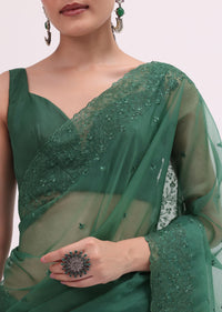 Castleton Green Organza Saree With Unstitched Blouse