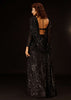 Caviar Black Pre-Pleated Saree In Sequins - DEME X KALKI