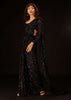 Caviar Black Pre-Pleated Saree In Sequins - DEME X KALKI