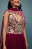 Wine Red Embroidered Anarkali Suit In Viscose Georgette