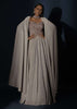 Champagne Gown With Embellished Sweetheart Cut Bodice And Spaghetti Straps Online - Kalki Fashion