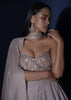 Champagne Strapless Gown With Embroidered Bodice And Fancy Cape Attached To A Choker