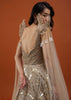 Champagne Gold Divine Gown In Net With Ruffle Frill Adornment - NOOR 2022