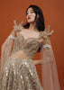 Champagne Gold Divine Net Fabricated Gown With Ruffle Frill Adornment - NOOR 2022