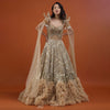 Champagne Gold Divine Gown In Net With Ruffle Frill Adornment - NOOR 2022