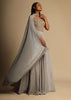 Champagne Gown With Embellished Sweetheart Cut Bodice And Spaghetti Straps Online - Kalki Fashion