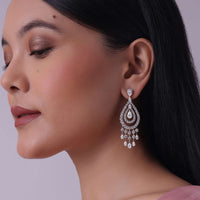 Chandelier Swarovski Dangler Earrings In 92.5 Silver