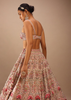 Charm Pink Rumi Lehenga Set With Matching Crop Top In 3D Flower Motifs And Abla Embroidery