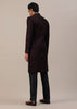 Cherry Red Embroidered Sherwani Set In Velvet