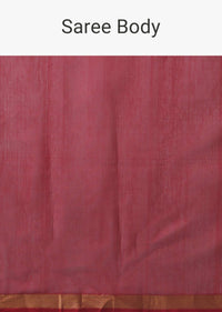 Cherry Red Handloom Chanderi Silk And Cotton Saree With Zari Work