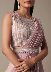 Chic Pink Saree With Ready Made Blouse