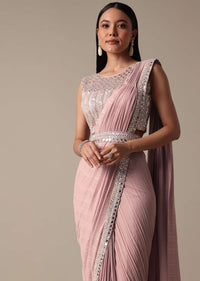 Chic Pink Saree With Ready Made Blouse