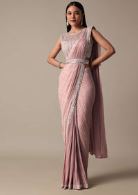 Chic Pink Saree With Ready Made Blouse