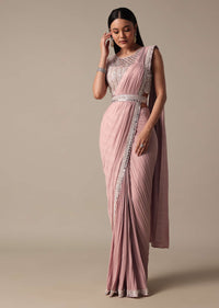 Chic Pink Saree With Ready Made Blouse